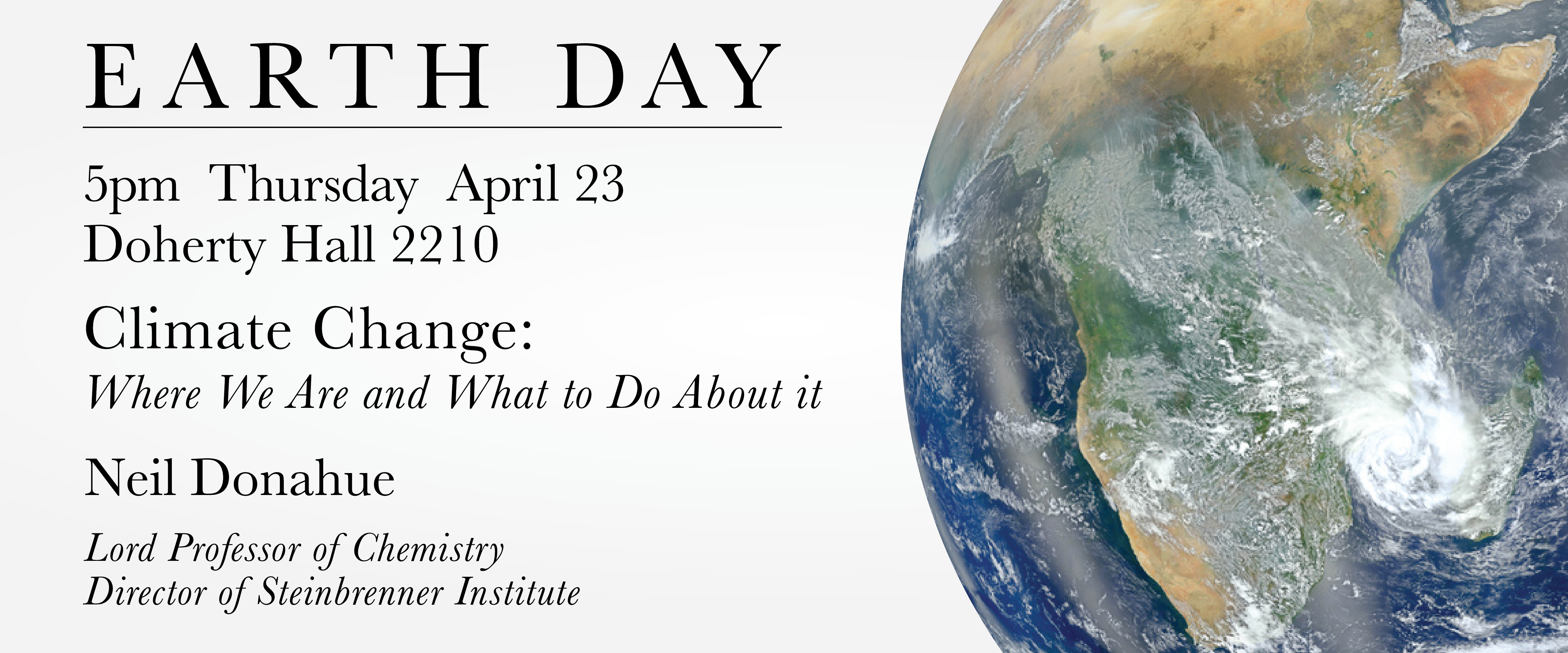 Earth Day! Featuring Prof. Neil Donahue Banner